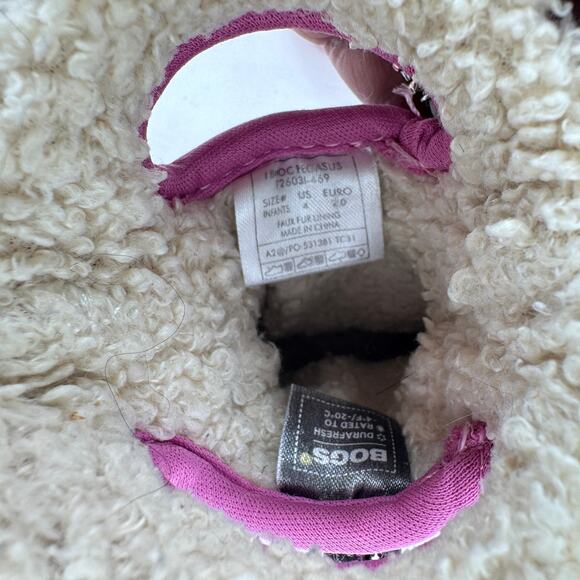 Bogs B-Moc Snow Boots Toddler 4 Multi Faux Fur Adjustable‎ Cord Pink Waterproof - Picture 8 of 10